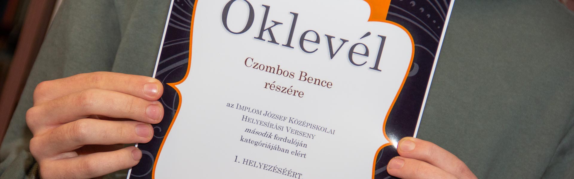 Első helyezés az Implom József helyesírási versenyen